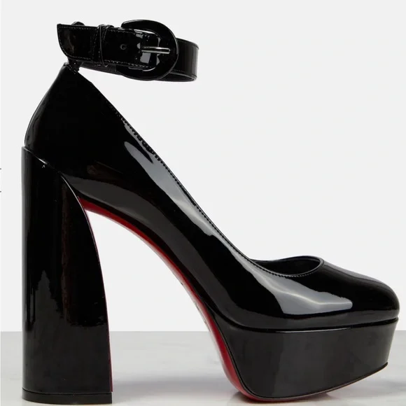 Christian Louboutin Movida 49/ US10 Sabina 130 Black Patent Platform Pump - Picture 2 of 11